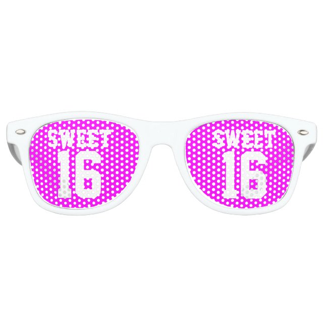 SWEET 16 SIXTEEN neon pink Birthday party shades (Front)