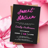 Sweet 16 Sixteen Retro Neon Birthday Party