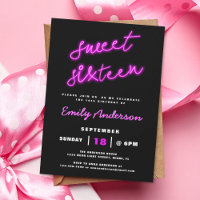 Sweet 16 Sixteen Retro Neon Birthday Party