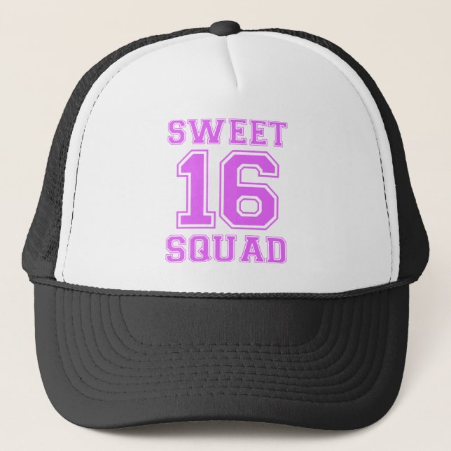 sweet 16 squad gym t-shirts trucker hat (Front)
