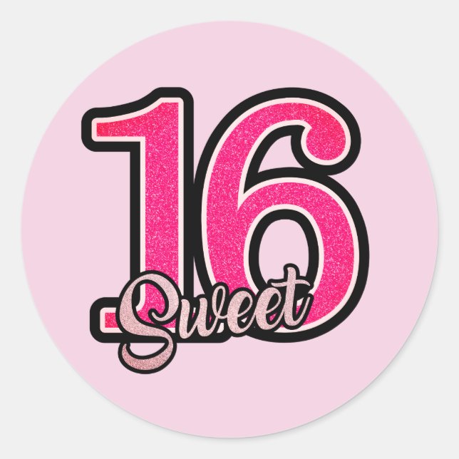 Sweet 16 sticker/seal classic round  sticker (Front)