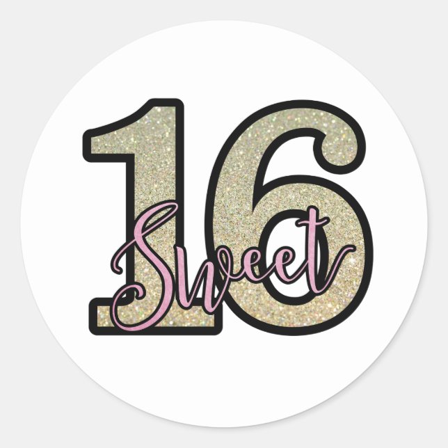Sweet 16 sticker/seal classic round  sticker (Front)