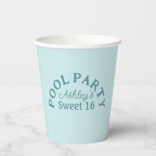 Sweet 16 Summer Pool Party Birthday Paper Cups
