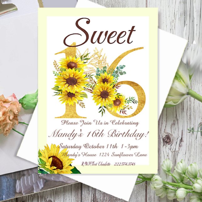 Sweet 16 Sunflower Birthday Invitation, Invitation (Creator Uploaded)