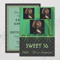 Sweet 16 Surprise Party Green Silk & Pearls & phot