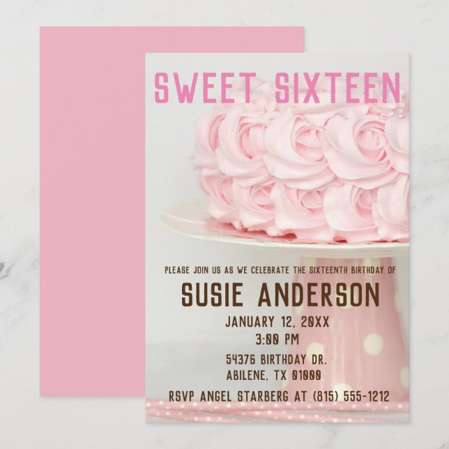 Sweet 16 Sweet Sixteen Birthday Party Invitations (Front/Back)