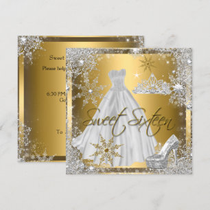 Sweet 16 Sweet Sixteen Silver White Gold Elite Invitation
