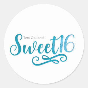 Sweet 16 Teal & White Birthday Party Favour Classic Round Sticker