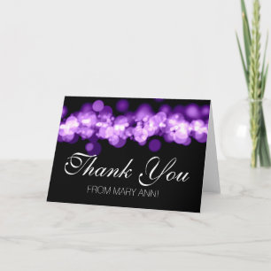 Sweet 16 Thank You Purple Bokeh Lights Card