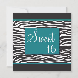 Sweet 16 Turquoise Zebra Invitations