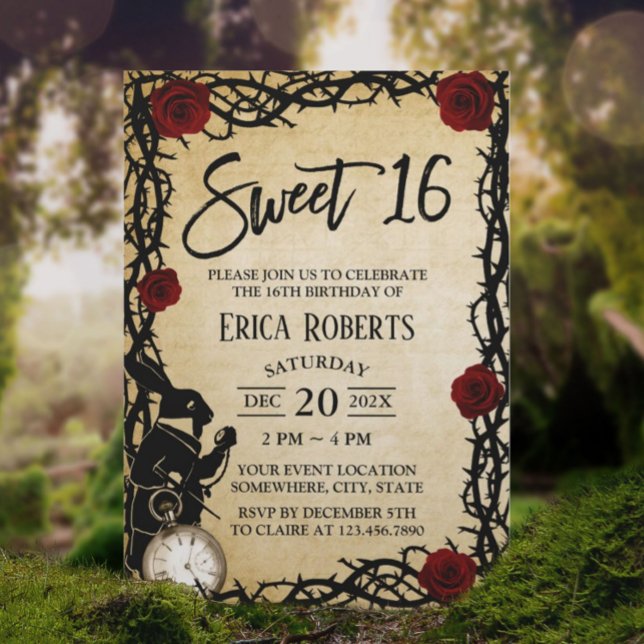 Sweet 16 Vintage Alice in Wonderland Birthday  Invitation (Creator Uploaded)