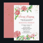 Sweet 16 Vintage Pink Roses 16th Birthday Party Invitation<br><div class="desc">Sweet 16 Invitation to celebrate the 16th Birthday of a special young woman. This elegant, floral invitation has pink toned vintage rose flowers on a white background. This watercolor floral design features delicate rosebuds blooming into beautiful roses with a splash of gold confetti dots. The lettering combines elegant script calligraphy...</div>