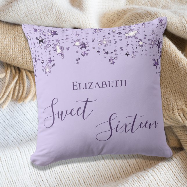 Sweet 16 violet lilac stars name cushion (Creator Uploaded)