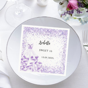 Sweet 16 violet white dress napkin