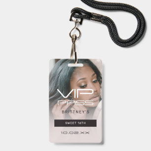 Sweet 16 VIP Pass Birthday Invitation Photo Badge ID Badge