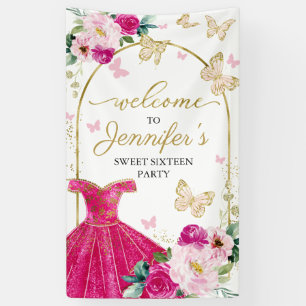 Sweet 16 Welcome Sign Butterfly Floral Dress