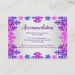 Sweet 16 Winter Snowflake Birthday Accommodation Enclosure Card