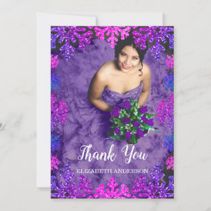 Sweet 16 Winter Snowflake Birthday Thank You Card