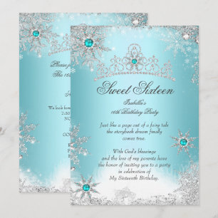 Sweet 16 Winter Wonderland Silver Blue Invitation