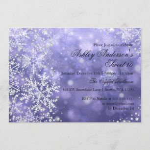Sweet 16 Winter Wonderland Sparkle Snowflakes Invitation