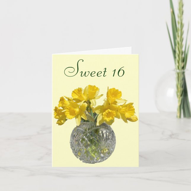 Sweet 16 Yellow Daffodil Bouquet Invitation (Front)