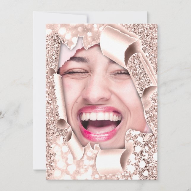 Sweet 16th 15th Bridal Shower 3D Rose Glitter Invitation (Front)