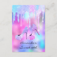 Sweet 16th 15th Drips Holographic Pink High Heels