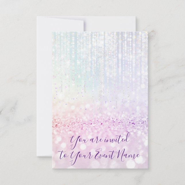 Sweet 16th 15th Quinceanera  Bridal Pastel Strings Invitation (Front)