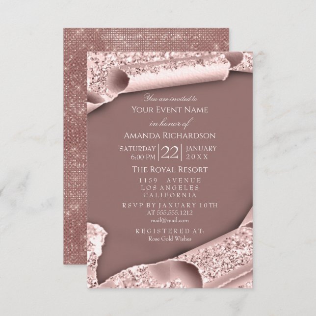 Sweet 16th Birthday Bridal Shower 3D Effect Rose Invitation (Front/Back)