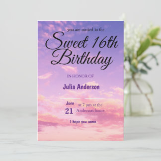 Sweet 16th Birthday Card Invitation