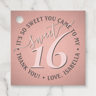 Sweet 16th Birthday Chic Cute Thank You Pink Party Favour Tags