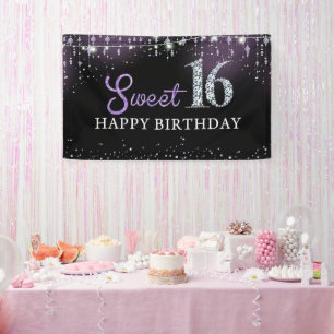 Sweet 16th Birthday Decorations for Girls Happy 16 Banner