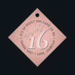 Sweet 16th Birthday Elegant Thank You Pink Party Favour Tags<br><div class="desc">Add a chic and pretty finishing touch to sweet 16 party decorations with custom thank you diamond shape favour tags. Design features a girly blush pink and dark grey modern font on a trendy rose gold faux foil background. Text in a circle is simple to customise. These elegant tags make...</div>