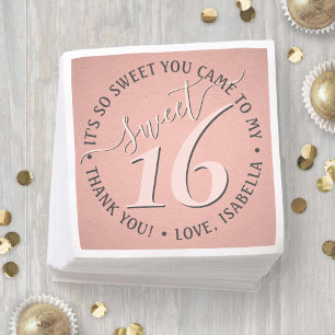 Sweet 16th Birthday Party Modern Glam Girly Pink Napkin