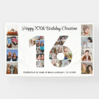 Sweet 16th Birthday Party Number 16 Photo Collage