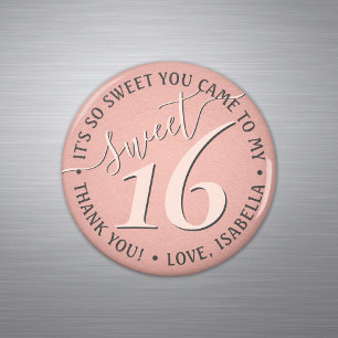 Sweet 16th Birthday Pink Thank You Party Favour Magnet