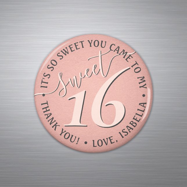 Sweet 16th Birthday Pink Thank You Party Favour Magnet (Creator Uploaded)
