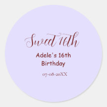 Sweet 16th birthday purple pastel mauve retro name
