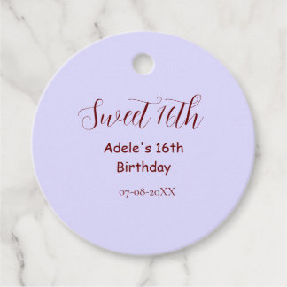Sweet 16th birthday purple pastel mauve retro name favour tags