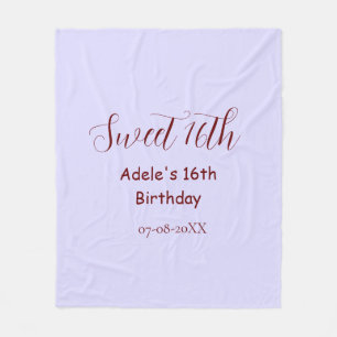 Sweet 16th birthday purple pastel mauve retro name fleece blanket
