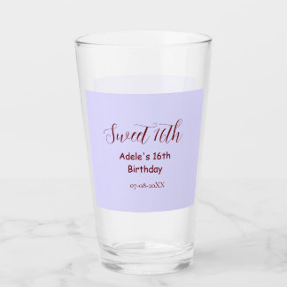 Sweet 16th birthday purple pastel mauve retro name glass