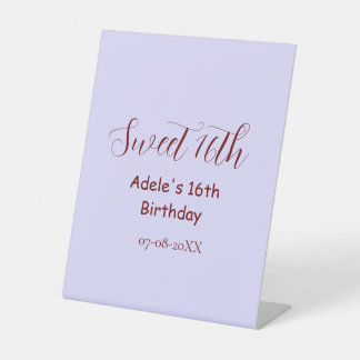 Sweet 16th birthday purple pastel mauve retro name pedestal sign