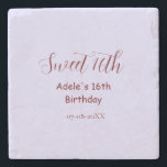 Sweet 16th birthday purple pastel mauve retro name stone coaster<br><div class="desc">design</div>