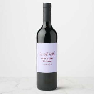 Sweet 16th birthday purple pastel mauve retro name wine label