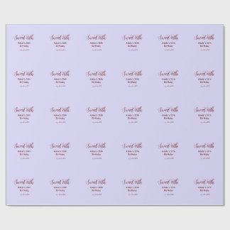 Sweet 16th birthday purple pastel mauve retro name wrapping paper