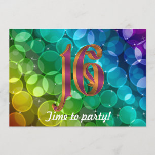Sweet 16th birthday rainbow Invitation