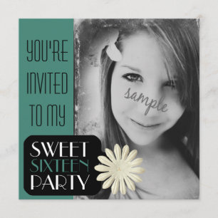 Sweet 16th Birthday with Large Photo Invite