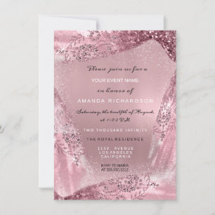 Sweet 16th Bridal Diamond Dress Rose Mauve Peony Invitation