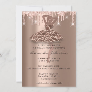 Sweet 16th Bridal Shower Princess Rose Drips Invitation
