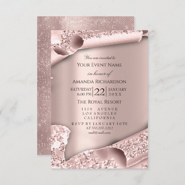 Sweet 16th Bridal Wedding Glitter 3D Effect Invitation (Front/Back)